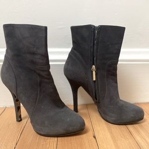 Dolce & Gabbana Charcoal Gray Suede Ankle Boots